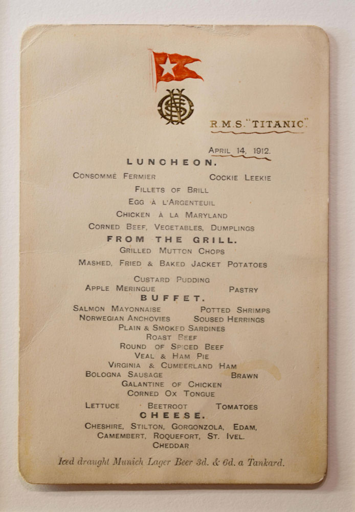 Titanic Lunch Menu Wide