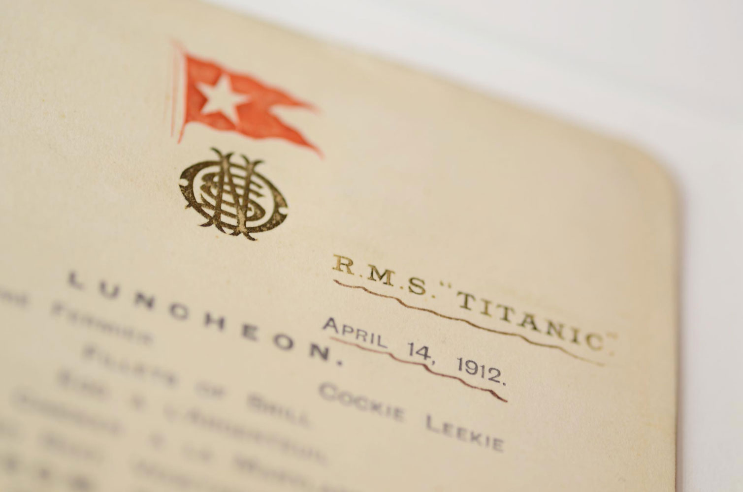 Titanic Lunch Menu Detail
